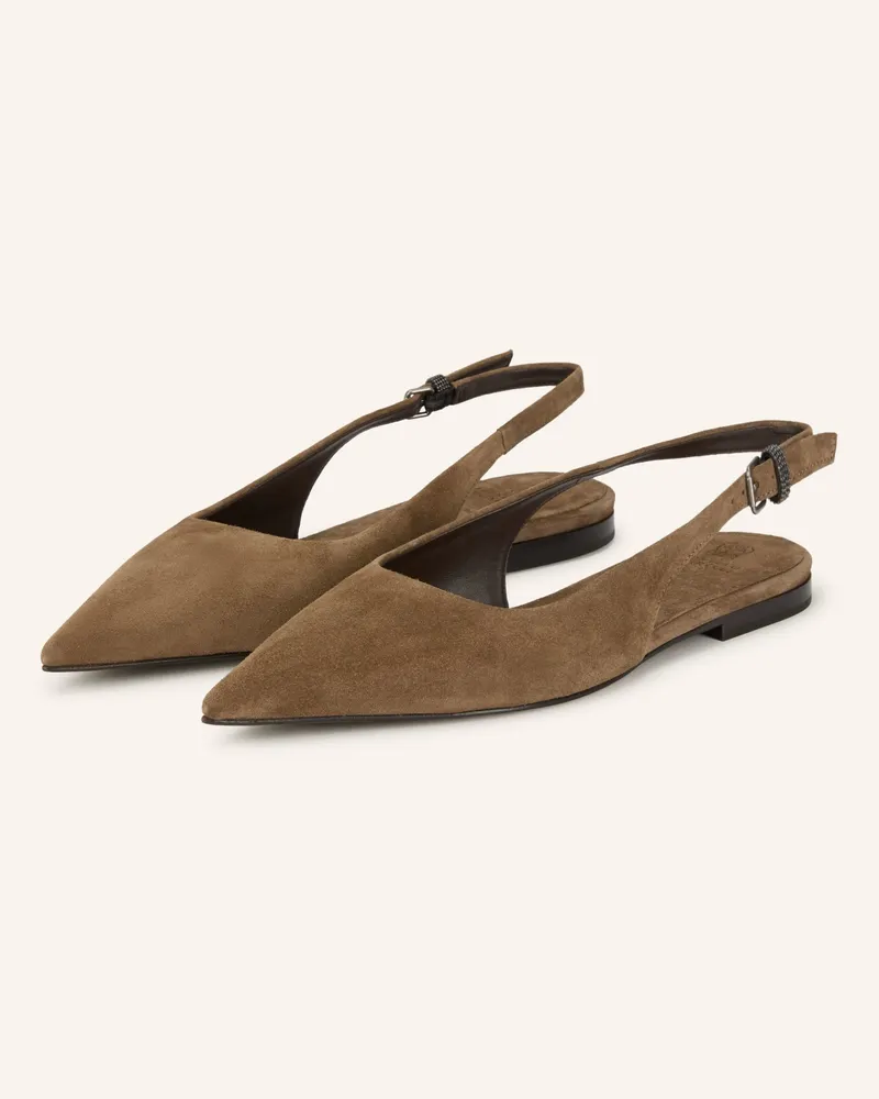 Brunello Cucinelli Slingballerinas braun Taupe