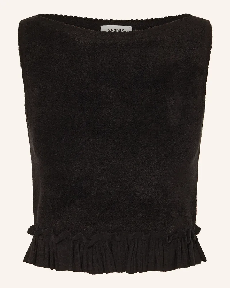 Sandro Cropped-Stricktop Schwarz