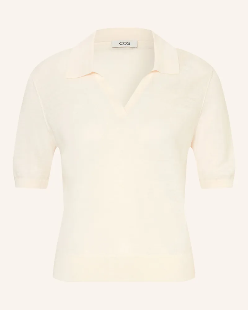 COS Strick-Poloshirt Mit Leinen weiss Weiss