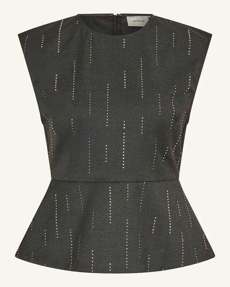 Gestuz Top Gzadira Mit Schmucksteinen grau Dunkelgrau