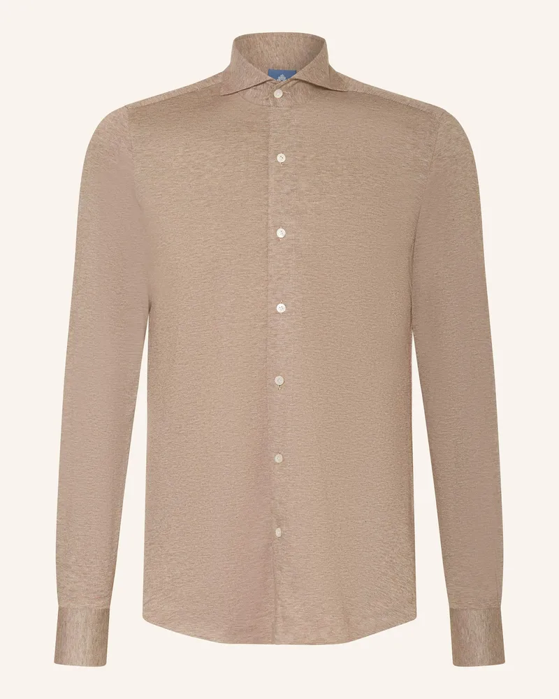Finamore 1925 Piqué-Hemd TORONTO SERGIO Slim Fit Taupe