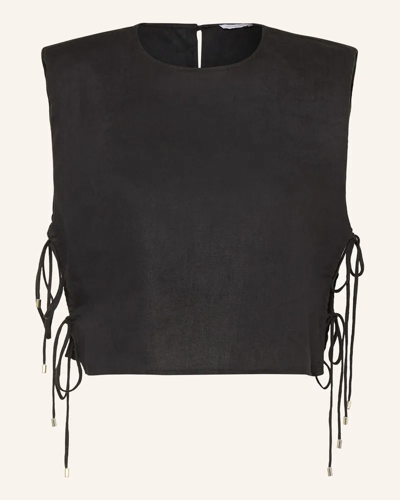 Mrs & HUGS Cropped-Shirt aus Leinen Schwarz