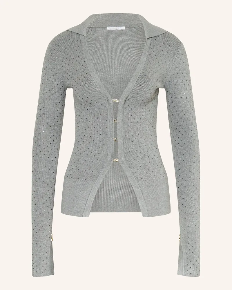 Patrizia Pepe Strickjacke mit Schmucksteinen Grau