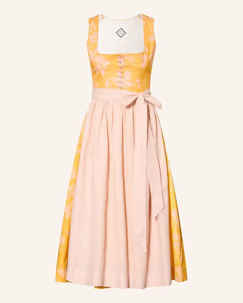WALDORFF Dirndl Calendula Mit Leinen gelb Dunkelgelb