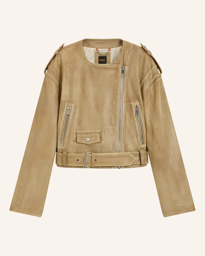 HUGO BOSS Lederjacke C_SADORA Regular Fit Braun