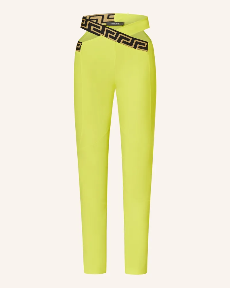 Versace Tights mit Cut-out Neongelb