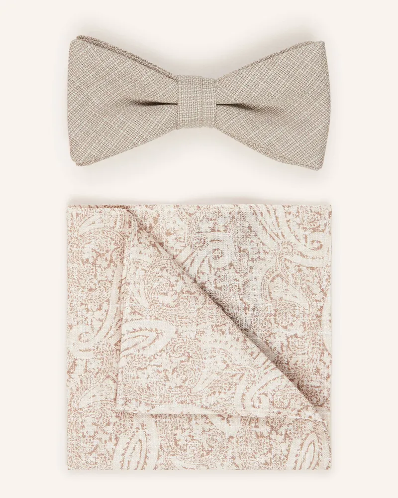 Strellson Set: Fliege und Einstecktuch Beige