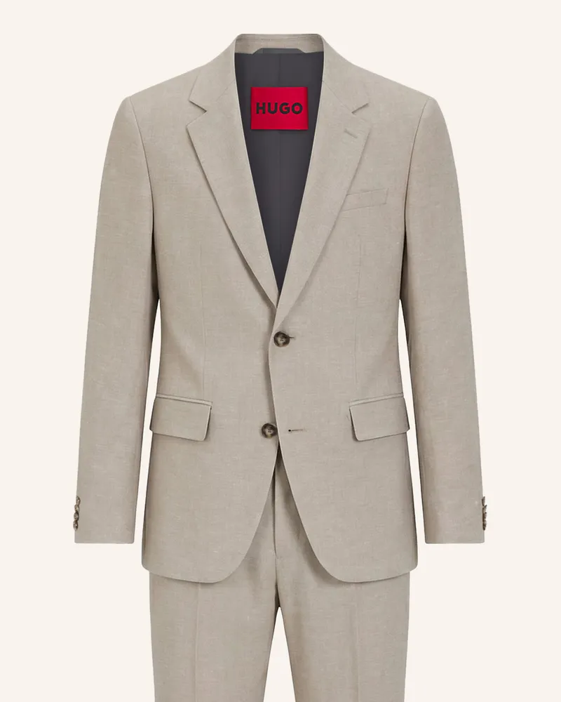HUGO BOSS Business Anzug Henry-getlin253x Slim Fit braun Hellbraun