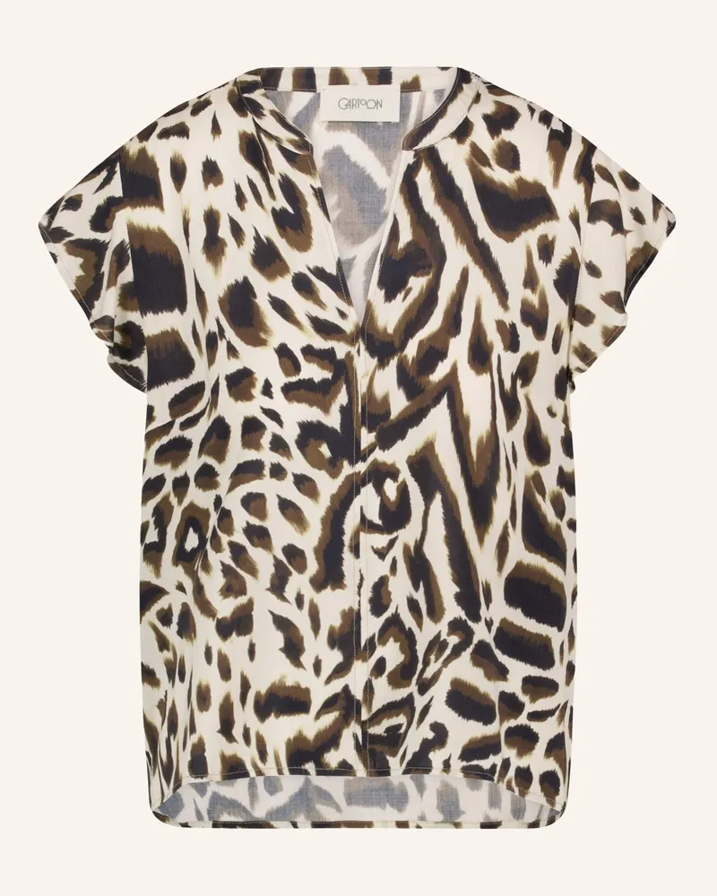 Cartoon Blusenshirt Mit Volants gruen Braun