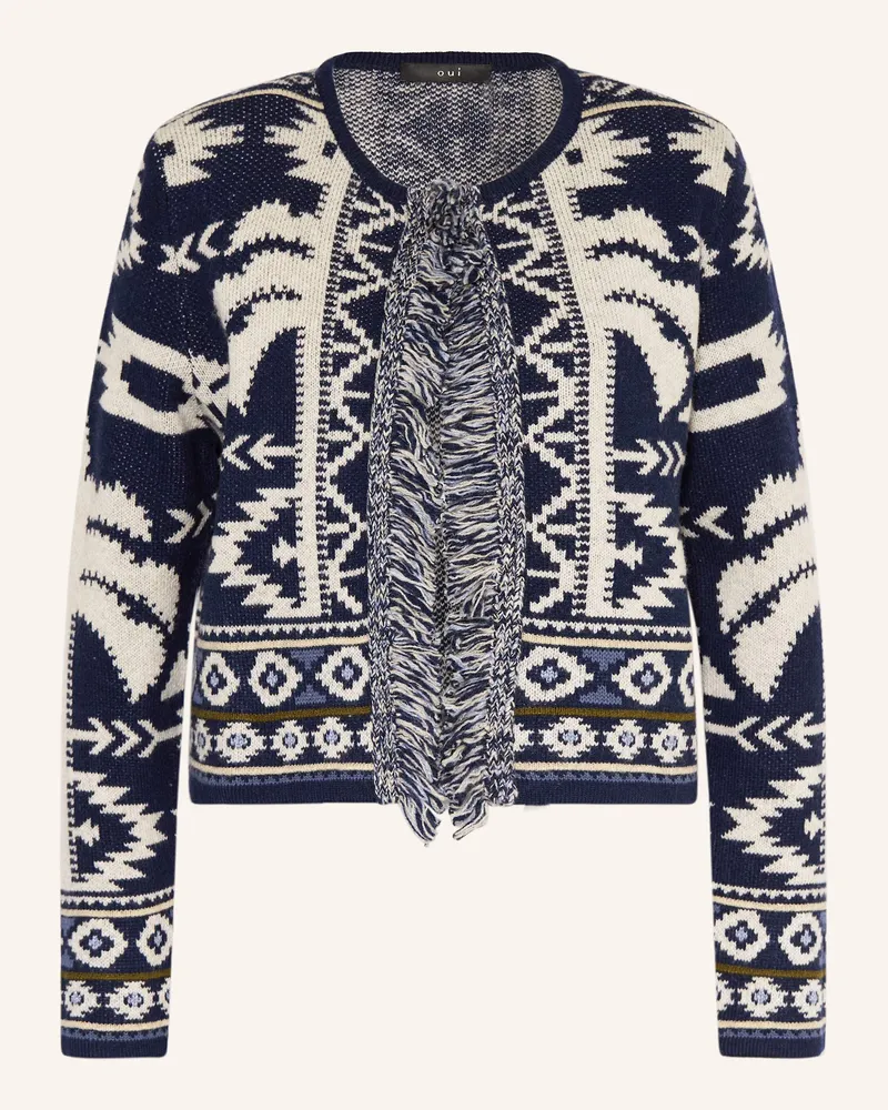 Oui  Strickjacke mit Glitzergarn Dunkelblau