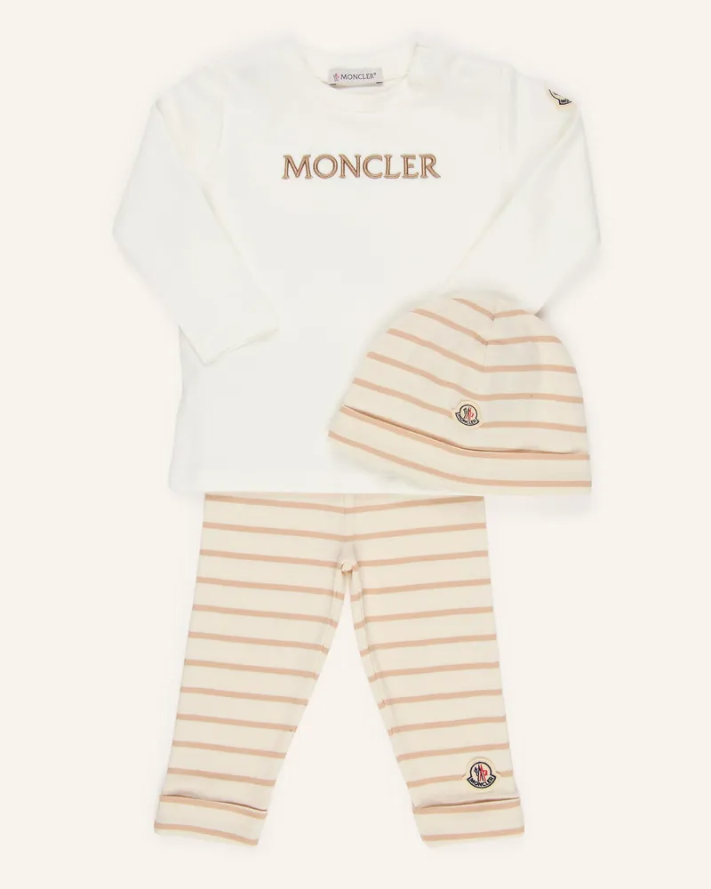 Moncler Set: Hose, Longsleeve Und Mütze beige Creme