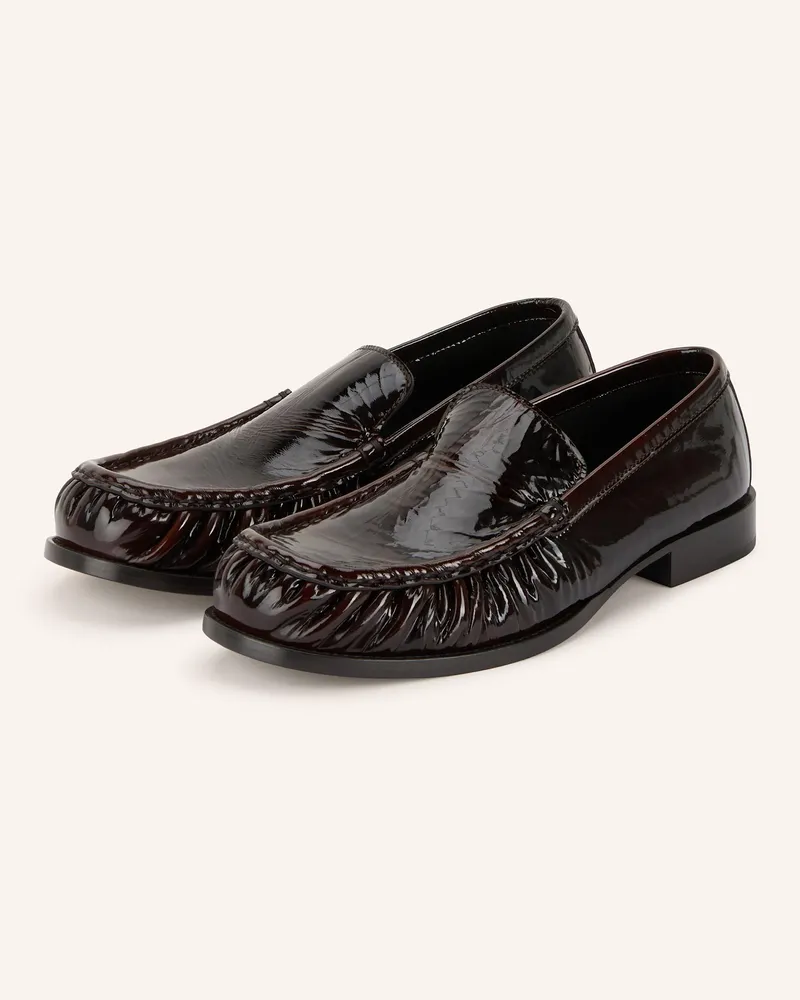 Dries van Noten Lack-Slipper Dunkelbraun