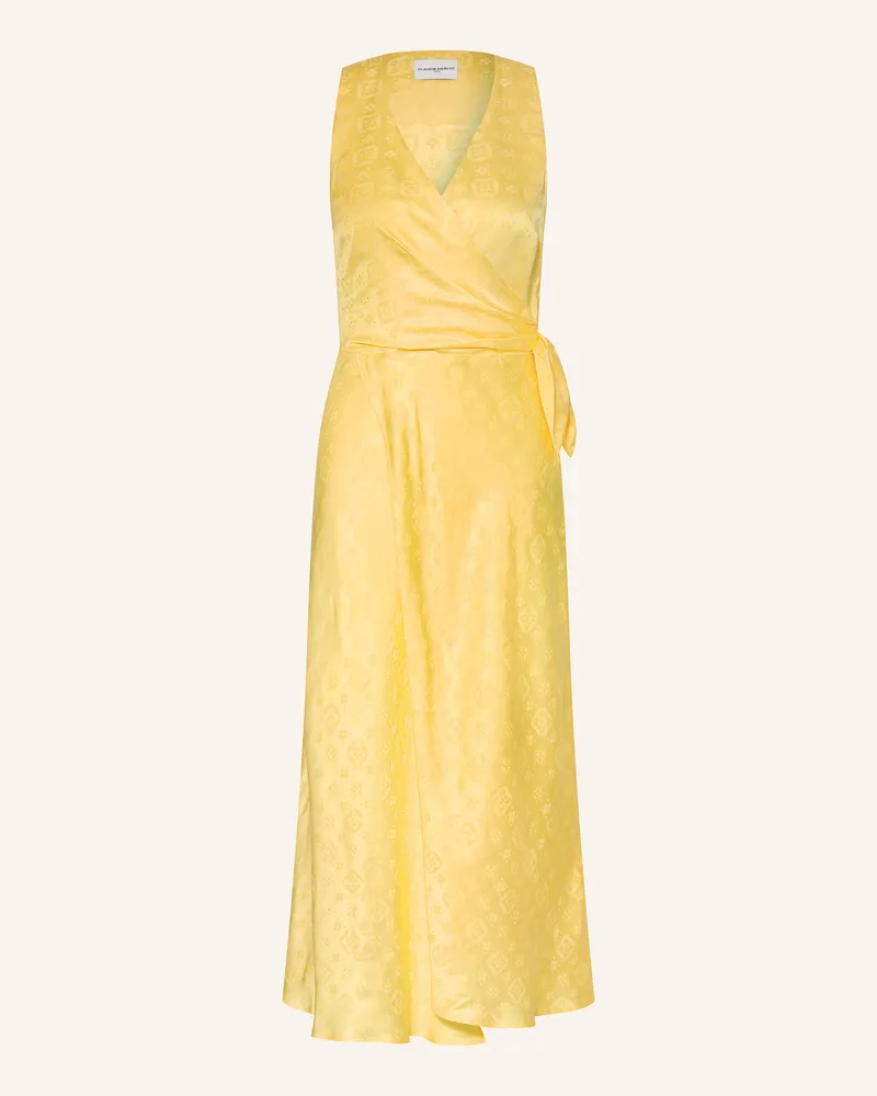 Claudie Pierlot Jacquard-Kleid in Wickeloptik Gelb