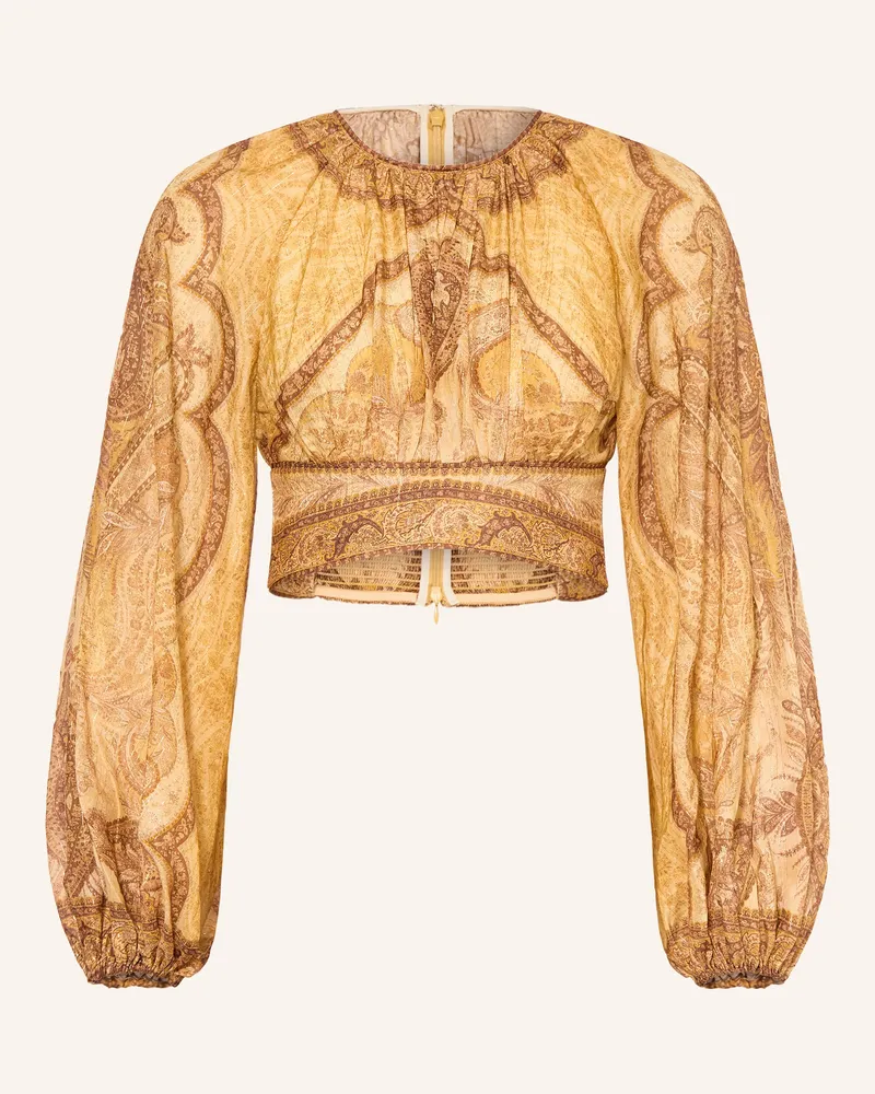 Zimmermann Cropped-Blusenshirt WANDERLUST mit Glitzergarn Dunkelgelb
