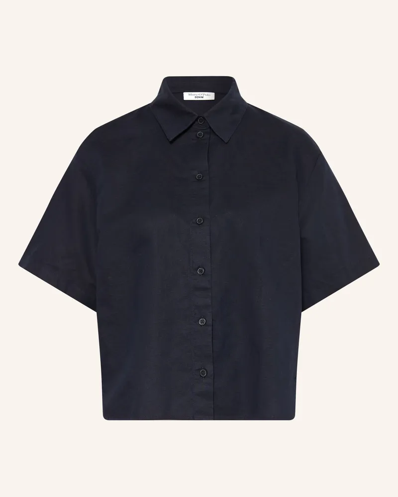Marc O'Polo Hemdbluse Mit Leinen blau Dunkelblau