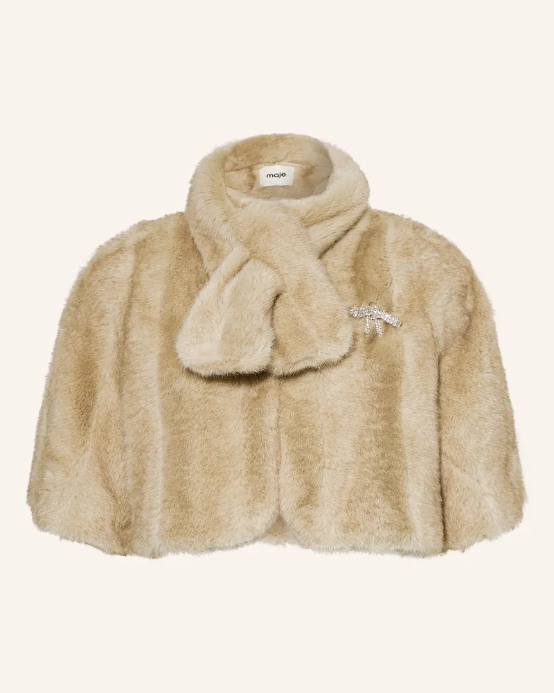 Maje Kunstfell-Bolero Mit Abnehmbarem Schal beige Beige