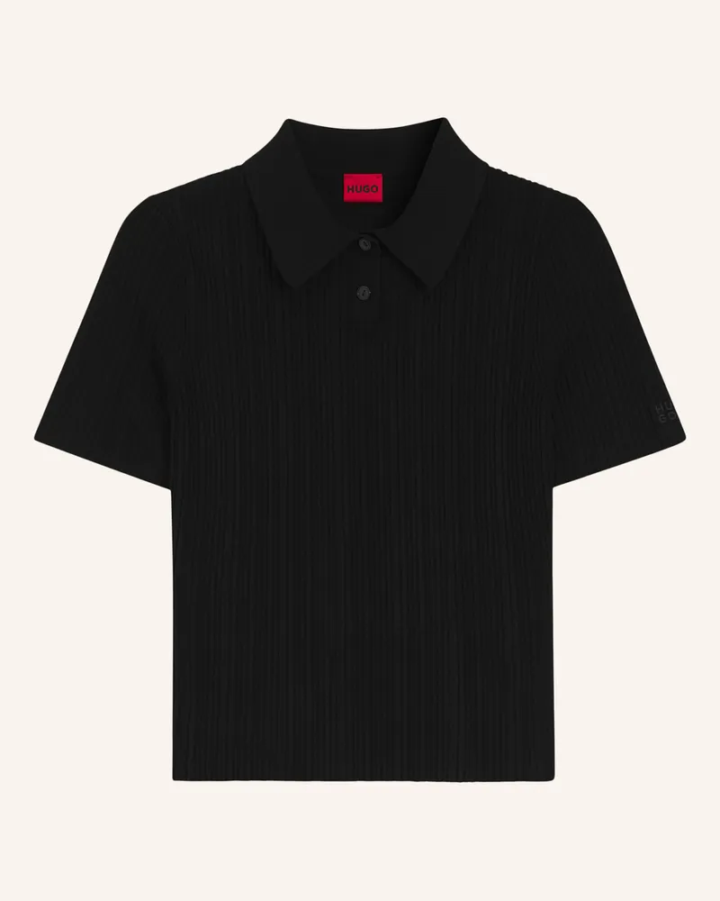 HUGO BOSS Strick-Poloshirt Sareplette schwarz Schwarz