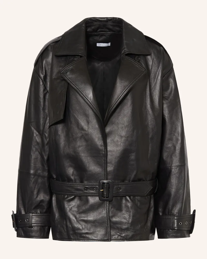 Mrs & HUGS Lederjacke schwarz Schwarz
