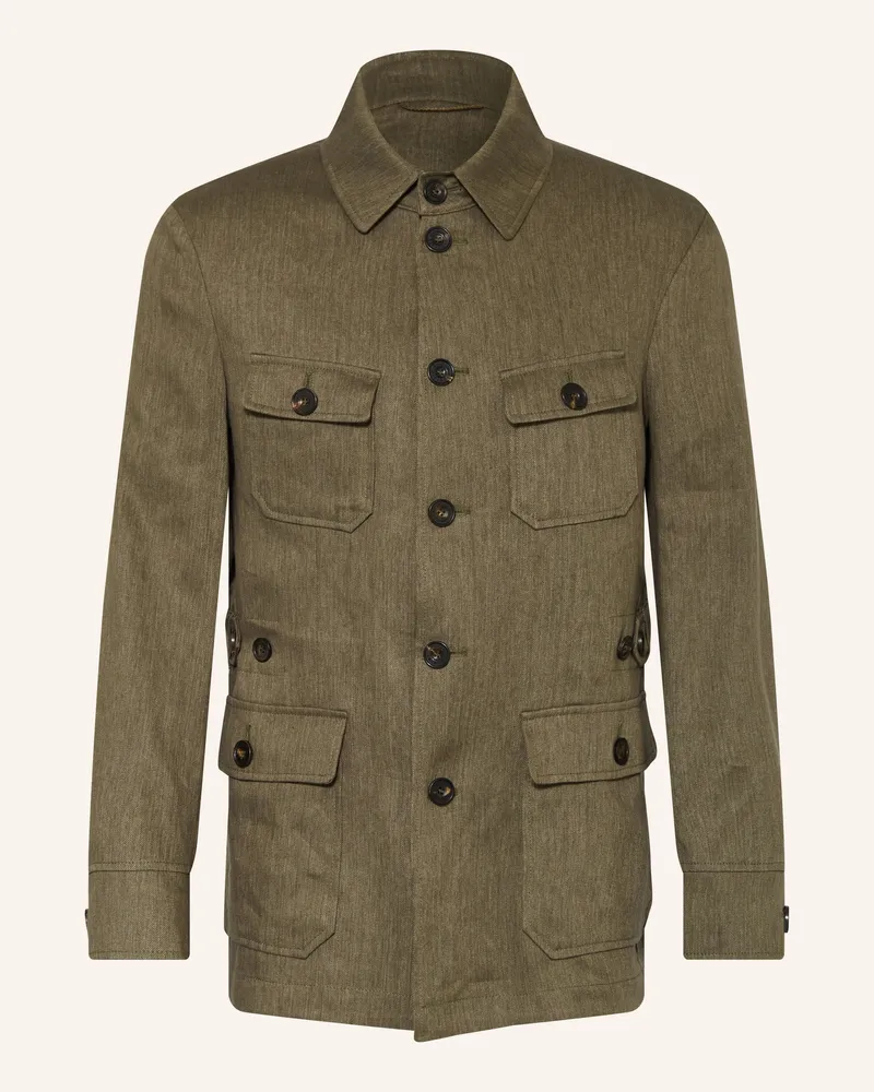 Habsburg Overshirt Freistritz Mit Leinen gruen Oliv
