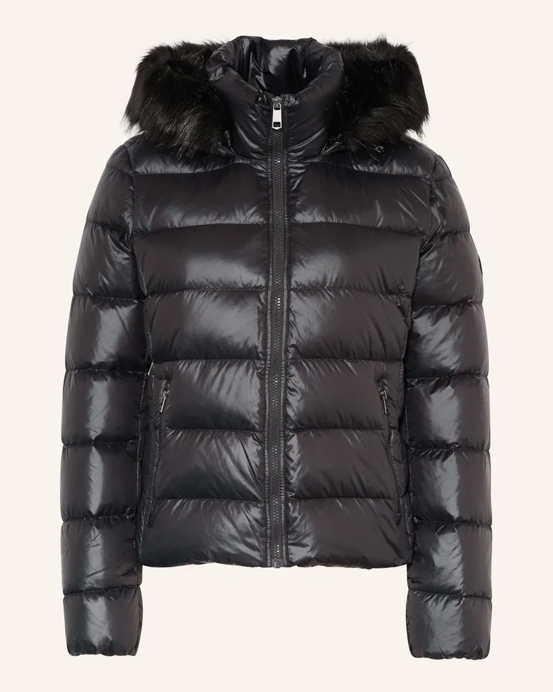 Tommy Hilfiger Daunenjacke Gloss Down Tyra Mit Kunstpelz schwarz Schwarz