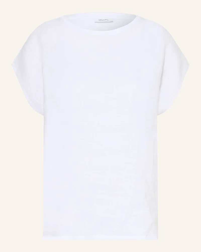Darling Harbour T-Shirt Im Materialmix Mit Leinen weiss White