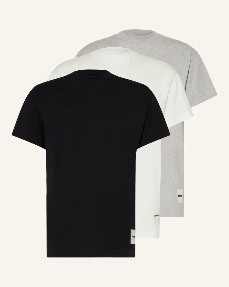 Jil Sander 3er-Pack T-Shirts schwarz Schwarz