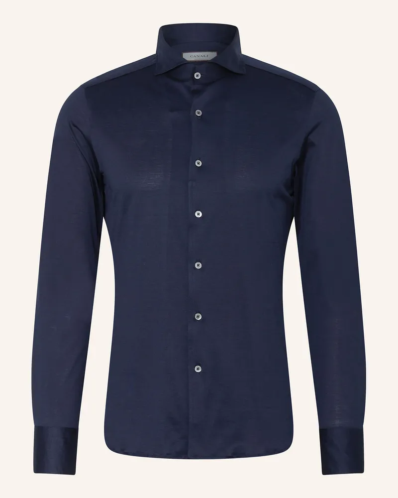 Canali Jerseyhemd Slim Fit Dunkelblau