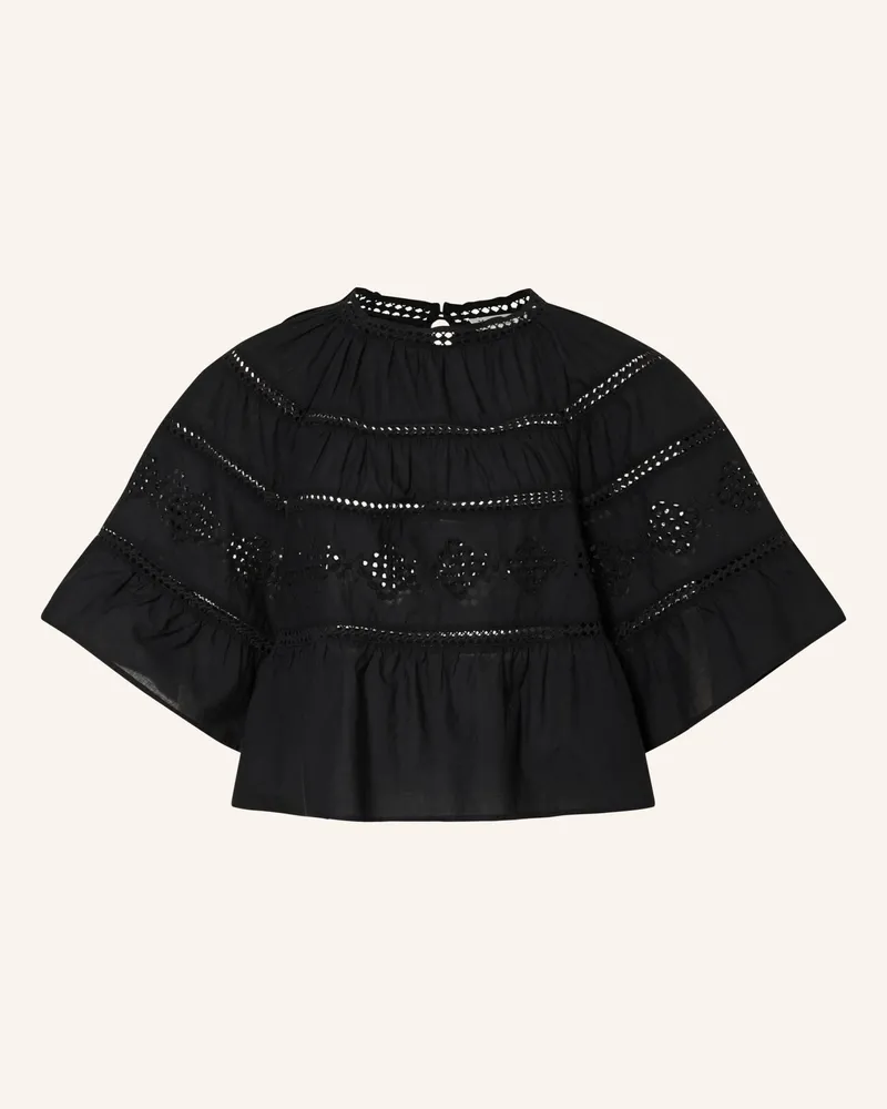 Marc O'Polo Blusenshirt Aus Lochspitze Mit 3/4-Arm schwarz Schwarz