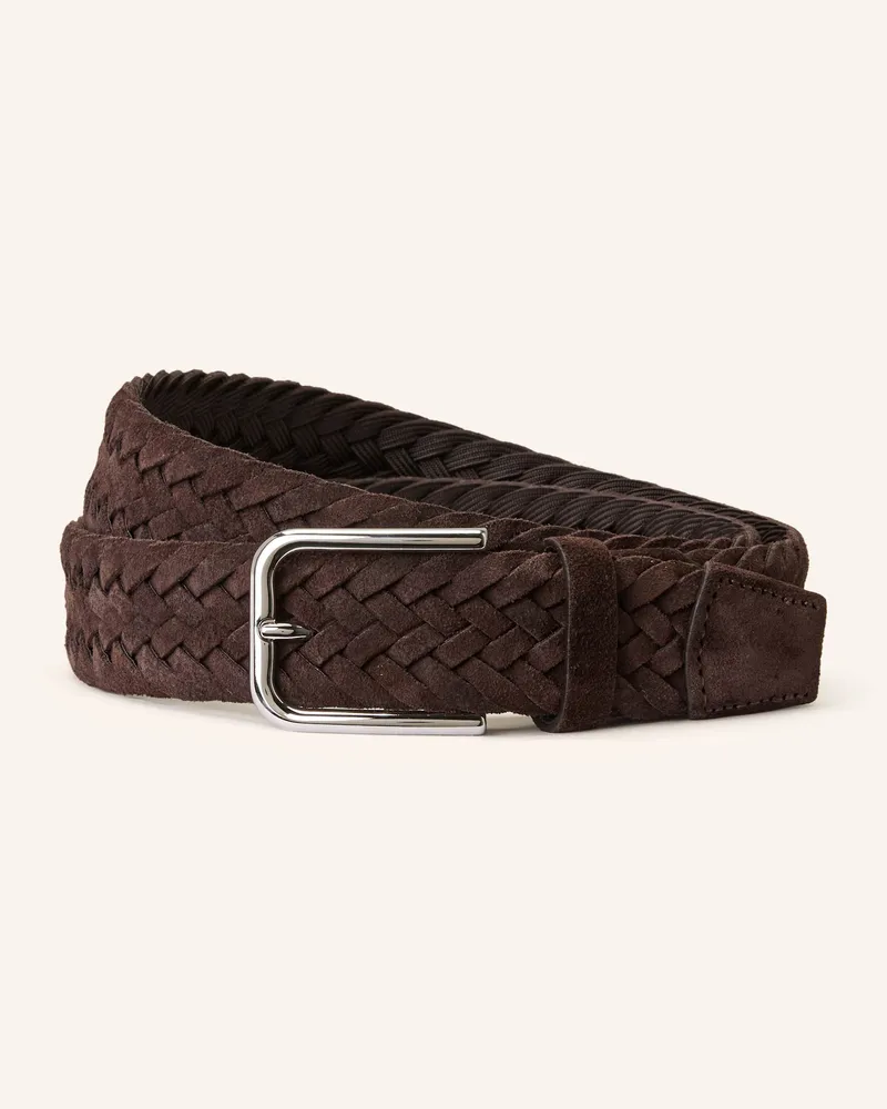 SCHUCHARD & FRIESE  Flechtgürtel SIMONE aus Leder Dunkelbraun