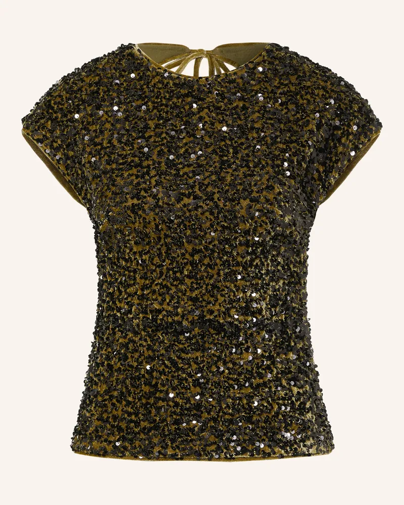 Princess goes Hollywood Top Aus Samt Mit Pailletten gruen Khaki