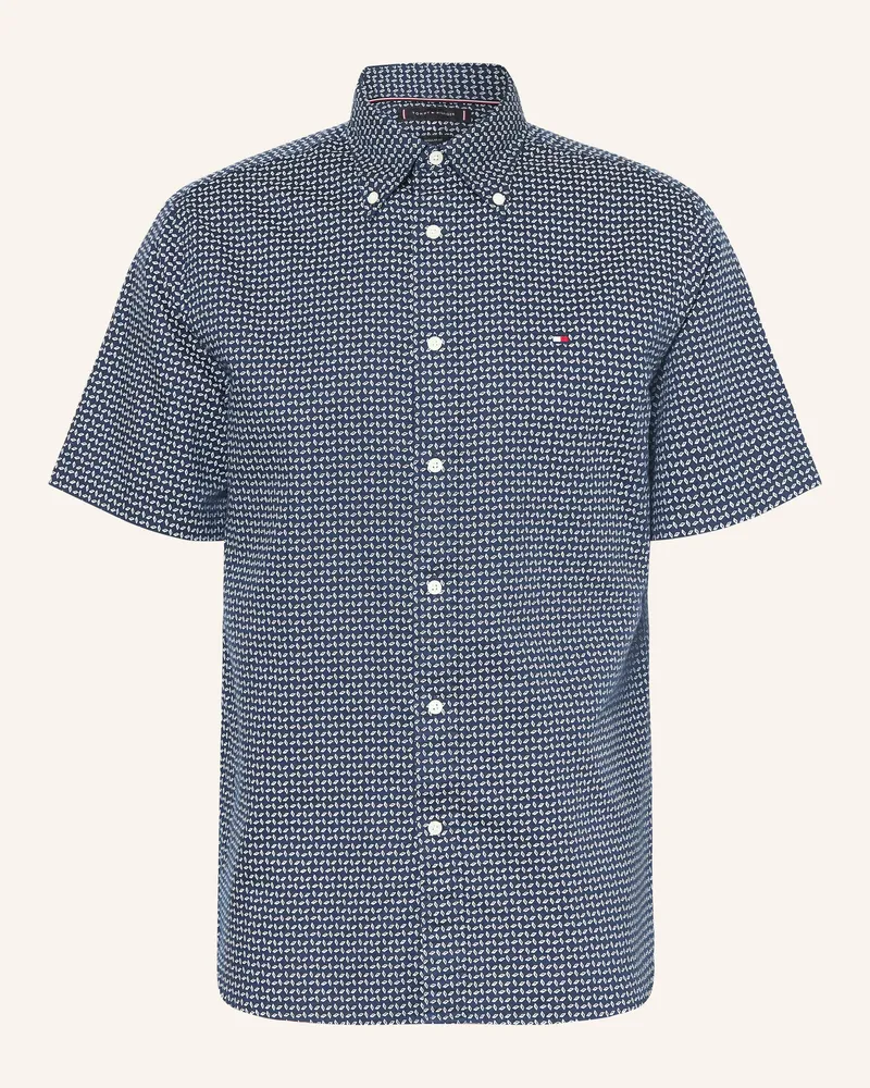 Tommy Hilfiger Kurzarm-Hemd Regular Fit mit Leinen Dunkelblau
