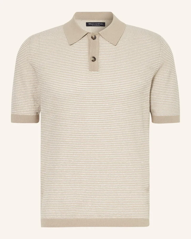 Marc O'Polo Strick-Poloshirt mit Leinen Beige