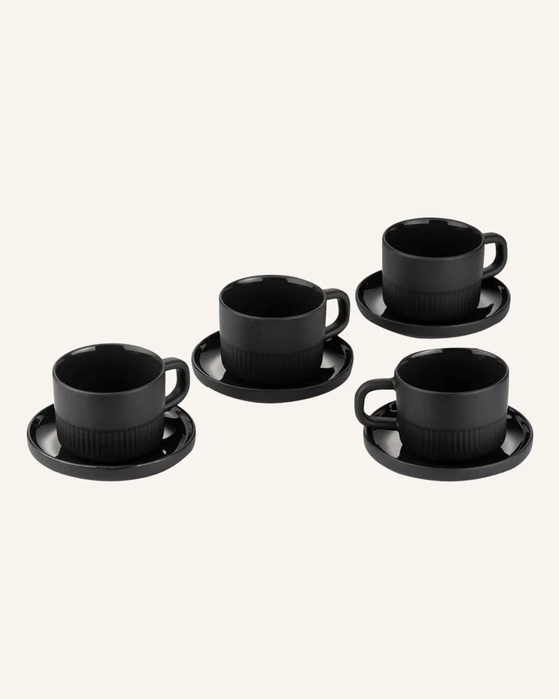 Marc O'Polo 4er-Set Espressotassen Moments Mit Untertasse grau Schwarz