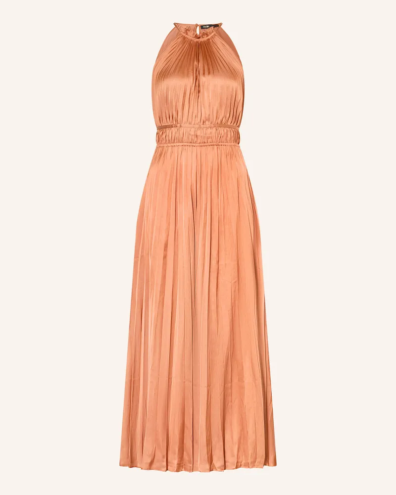 Maje Plisseekleid aus Satin Dunkelorange