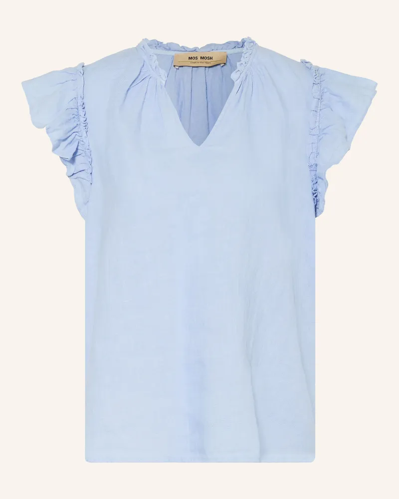 Mos Mosh Blusenshirt Mmtea Aus Leinen Mit Rüschen blau Hellblau