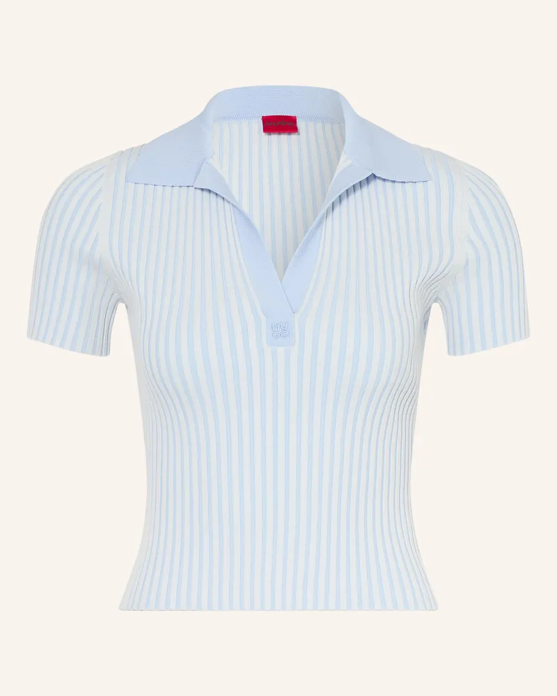 HUGO BOSS Strick-Poloshirt Sunsyra blau Hellblau