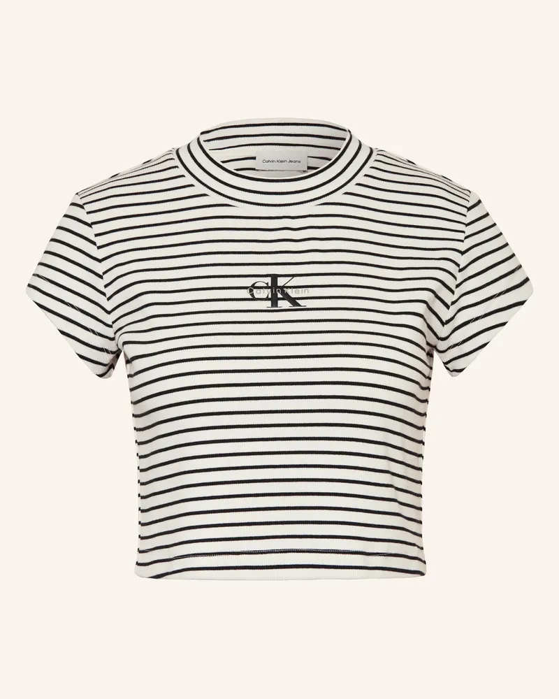Calvin Klein Cropped-Shirt schwarz Ecru
