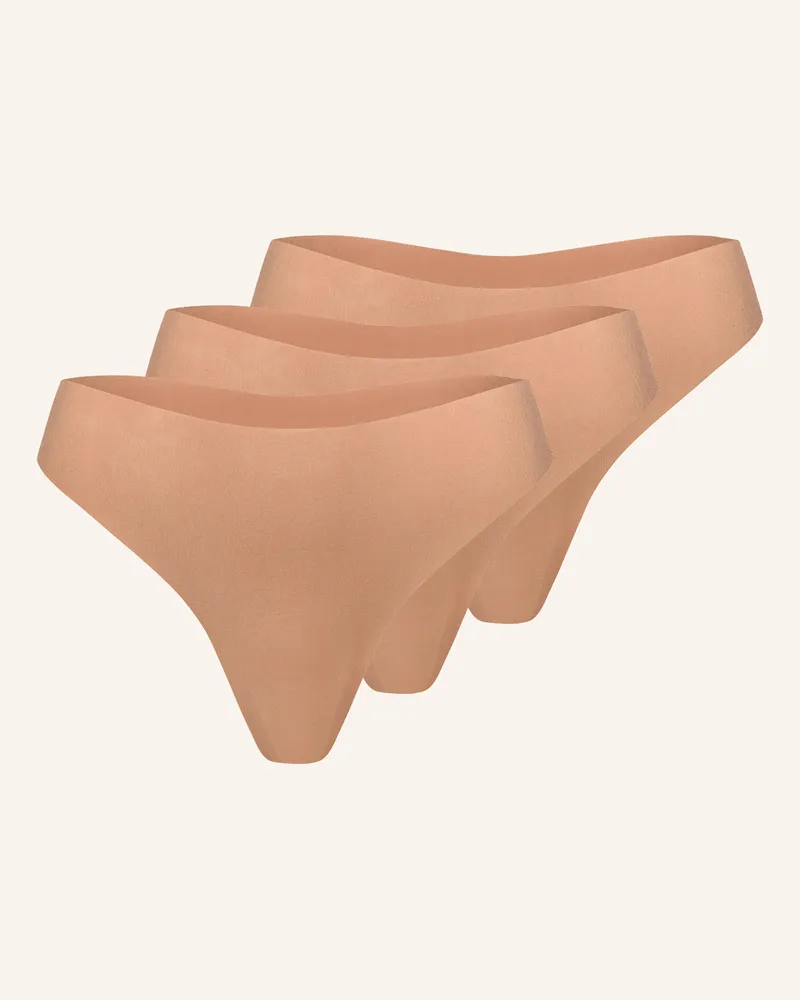 Ehrlich Textil 3er Pack Light Touch String aus weichem Modal - nahtlose Kanten Braun