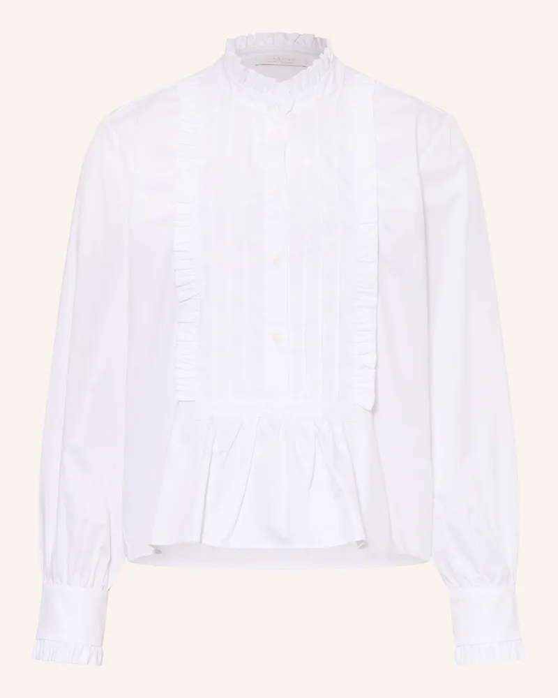 Rich&Royal Bluse mit Rüschen und Schmucksteinen Weiss