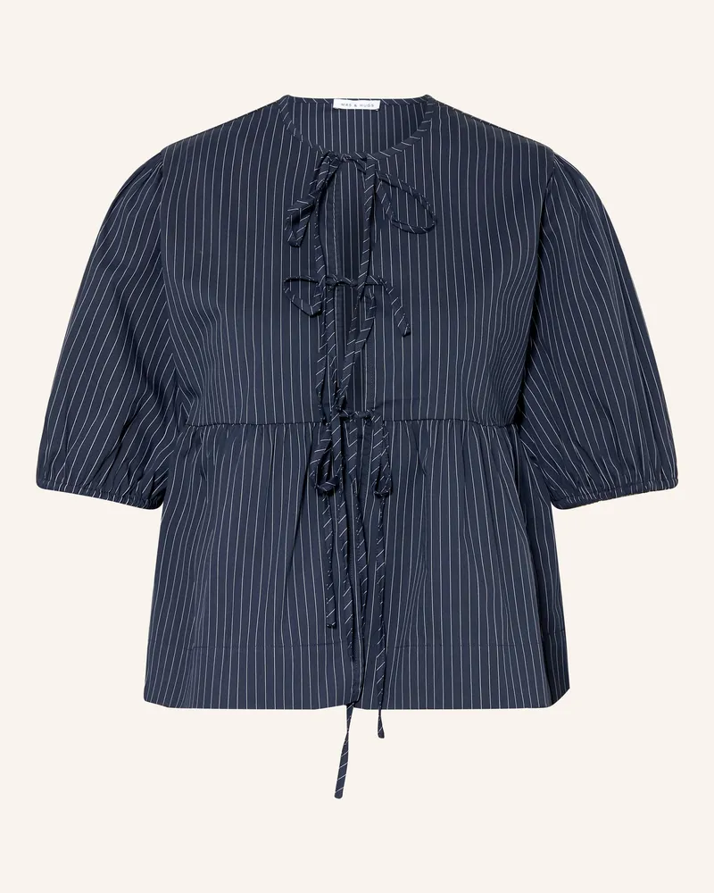 Mrs & HUGS Blusenshirt mit Volants Dunkelblau