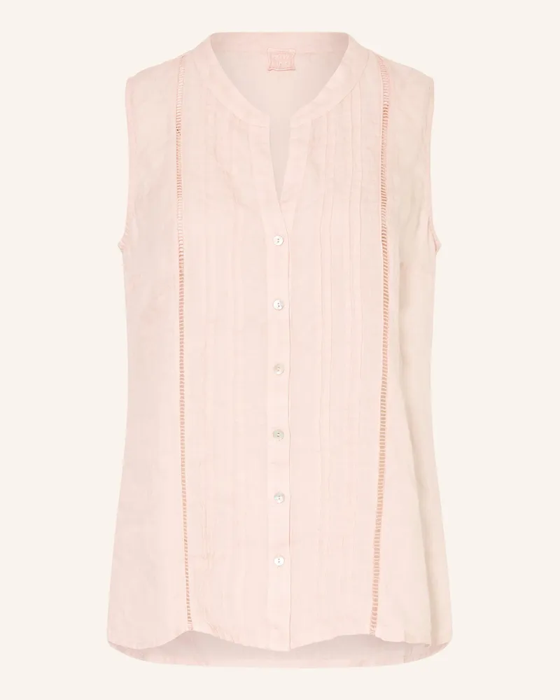 120% Lino Blusentop Aus Leinen rosa Rosa