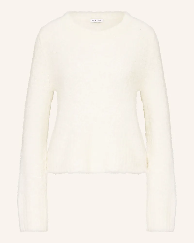 Mrs & HUGS Bouclé-Pullover Creme