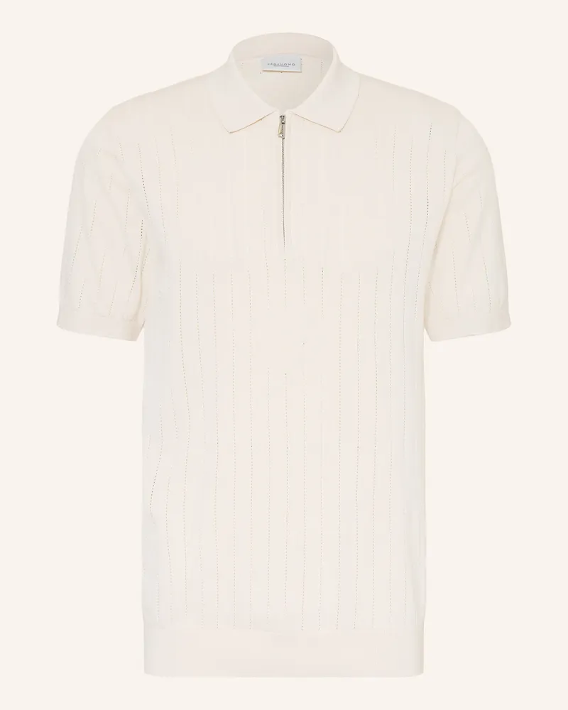 Profuomo Strick-Poloshirt weiss Creme