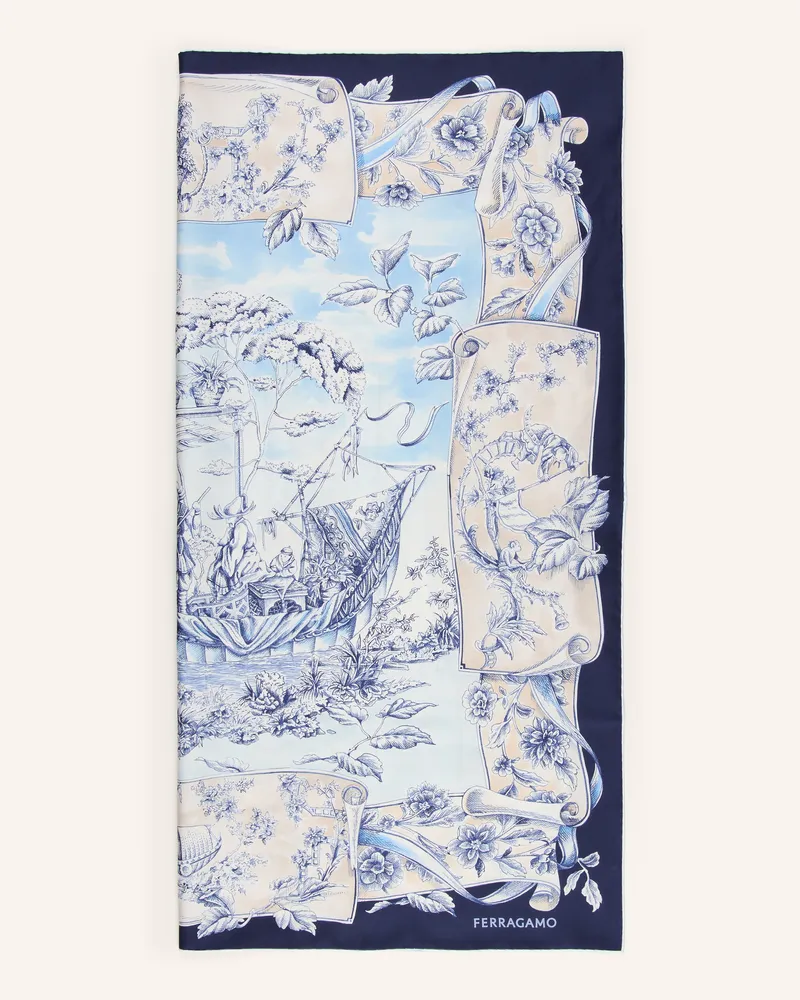 Ferragamo Seidentuch blau Dunkelblau