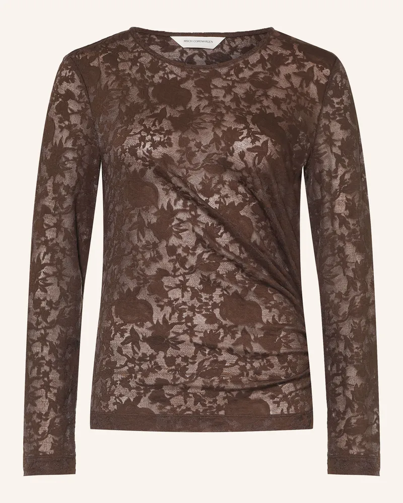 MOSS COPENHAGEN Longsleeve Mschbrigetta Aus Jacquard braun Dunkelbraun