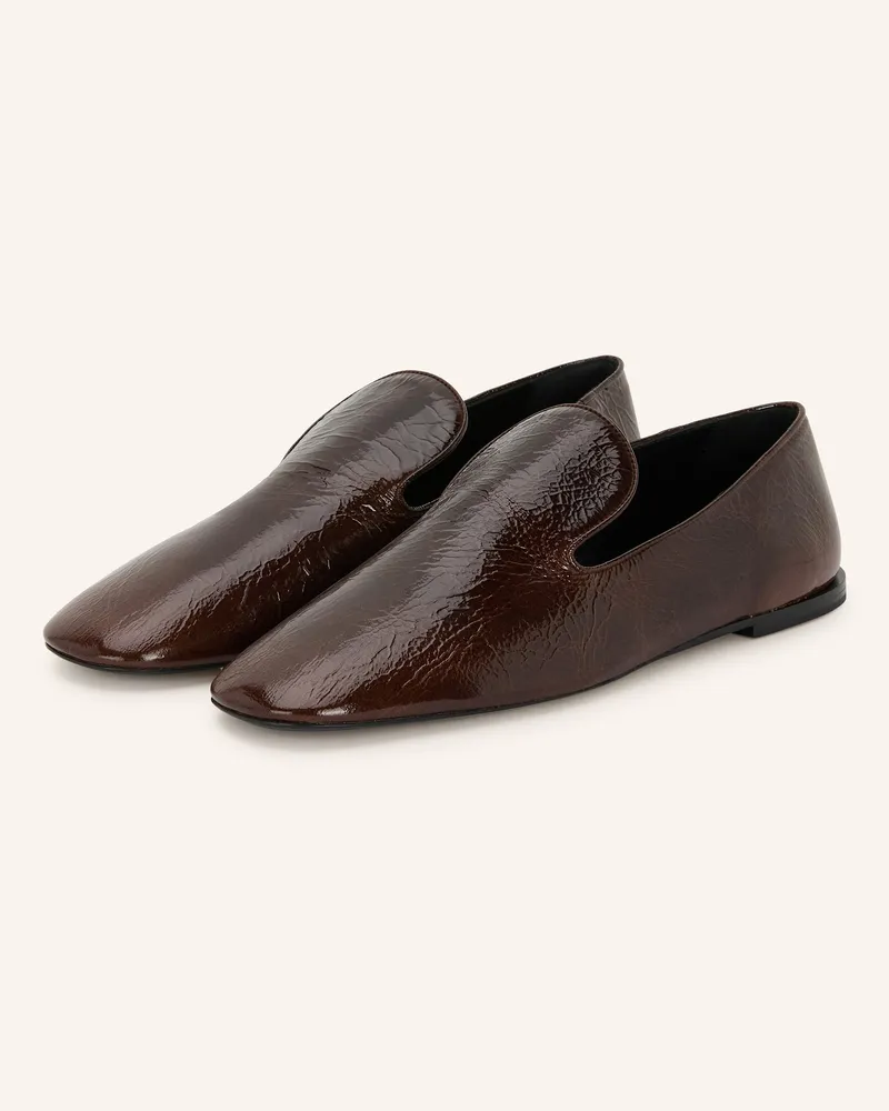 Jil Sander Lack-Slipper braun Dunkelbraun