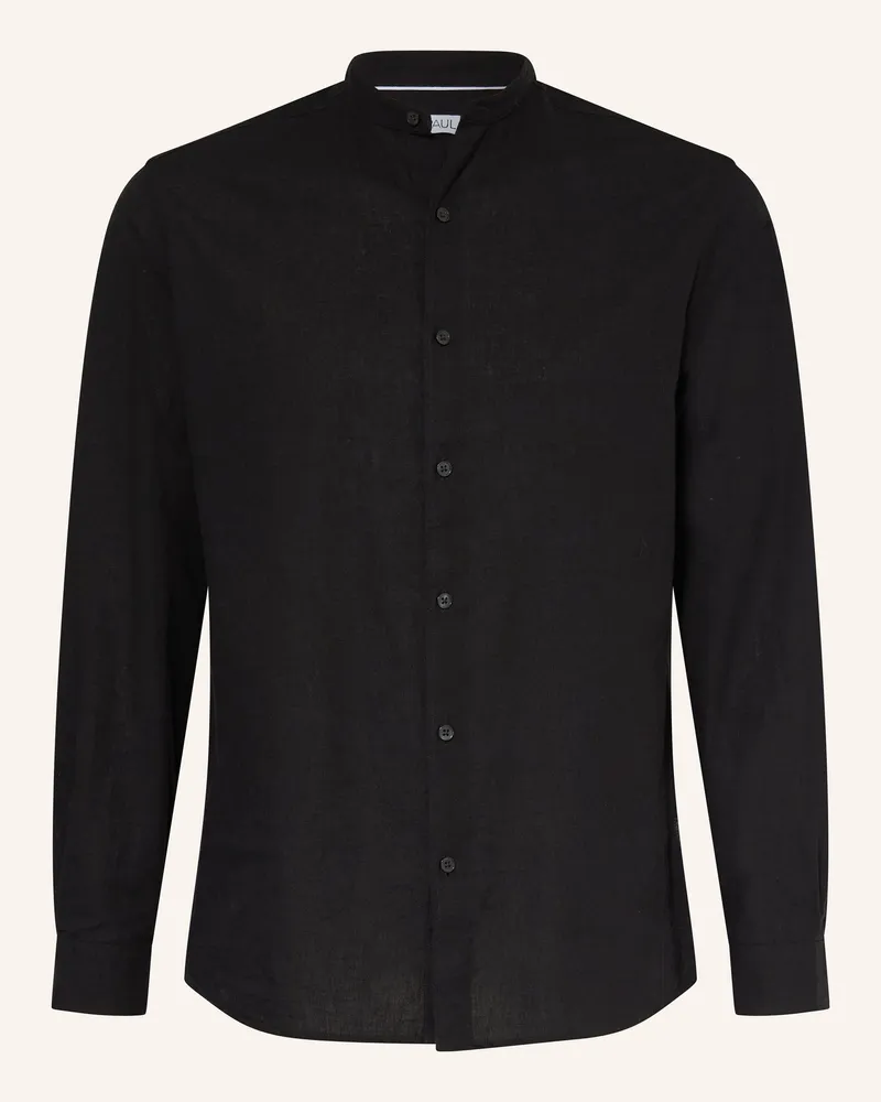 paul Hemd Comfort Fit Mit Stehkragen schwarz Schwarz