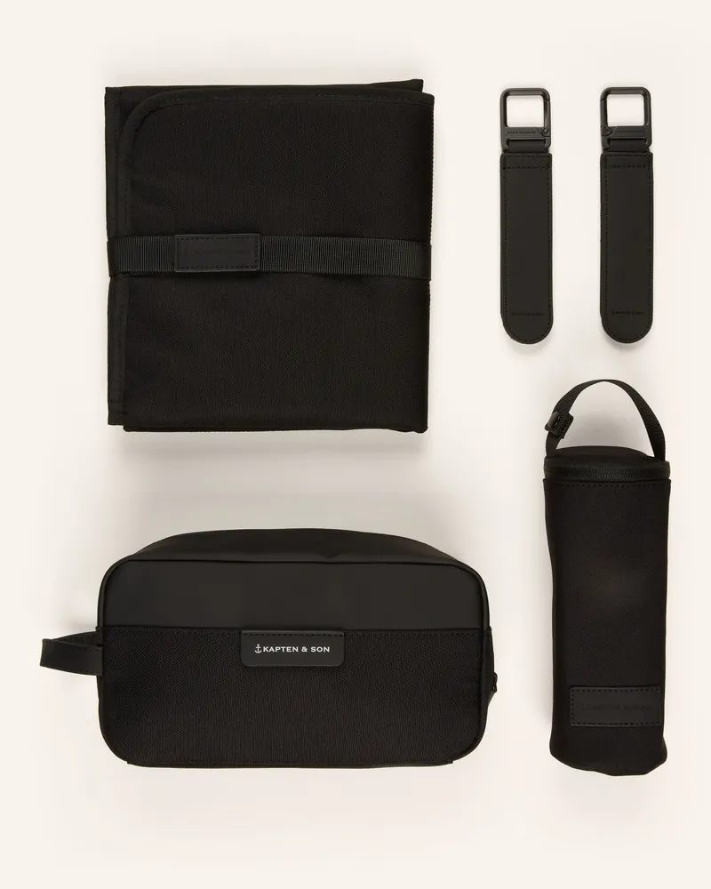 Kapten & Son Set: Wickeltasche und Wickelunterlage Schwarz