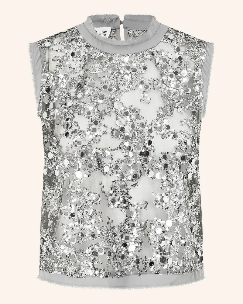 Baum und Pferdgarten Mesh-Top Manira Mit Pailletten silber Grau