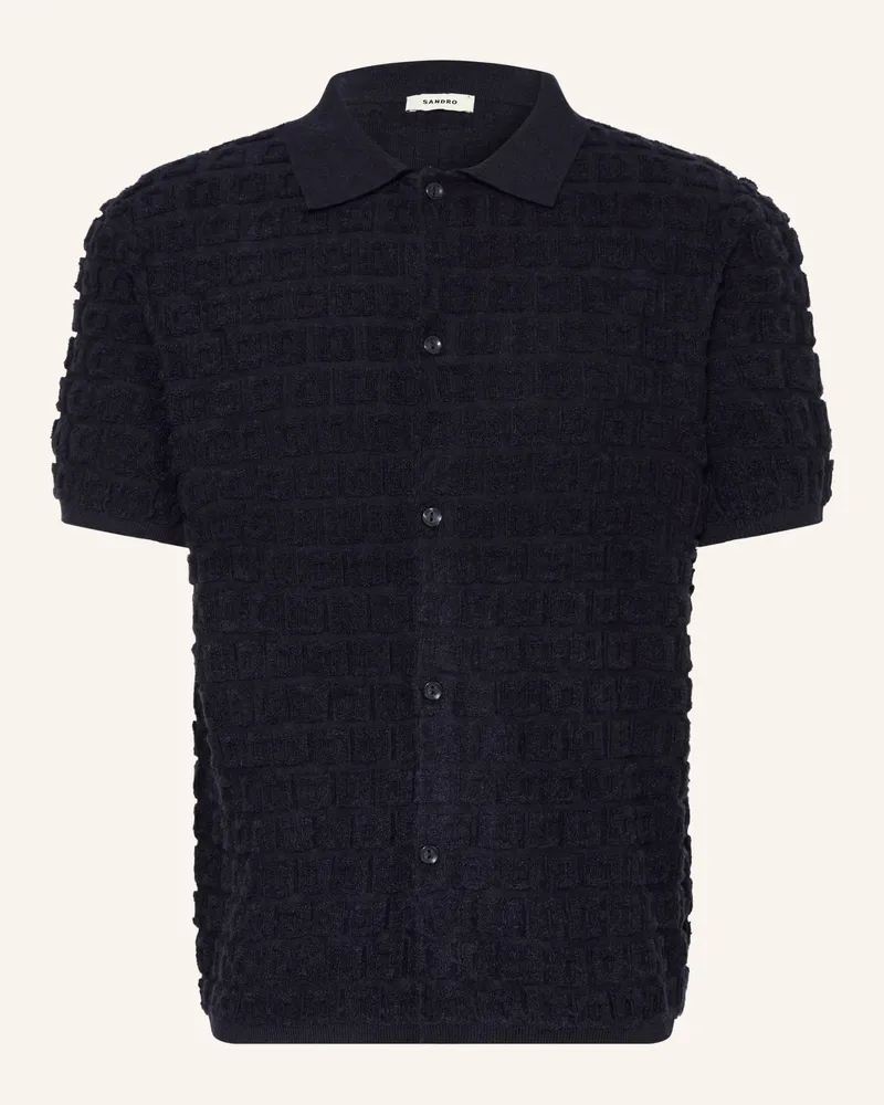 Sandro Kurzarm-Hemd Comfort Fit blau Dunkelblau